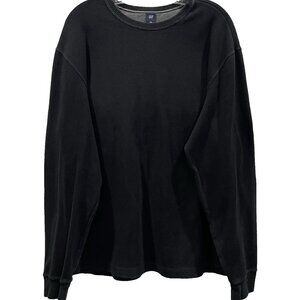 GAP Thermal Waffle Knit Shirt Mens XXL Solid Black Top Outdoor Layer Grunge Y2K